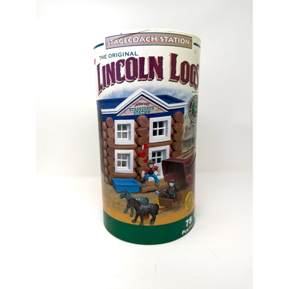 Lincoln Logs Mixed Lot Stagecoach Station Box Over 75 Pieces AS IS Parts